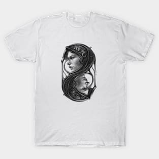 Gemini - Art Nouveau Astrology Female Portrait T-Shirt